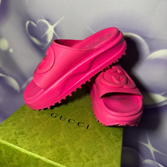 Pink Gucci Slides - Picture 1 of 6
